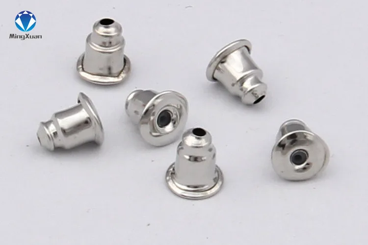 

200pcs/lot Gold/Rhodium Plated Metal Bullet Earring Back Plugging Blocked Rubber Back DIY Earrings Jewelry Making Accessories