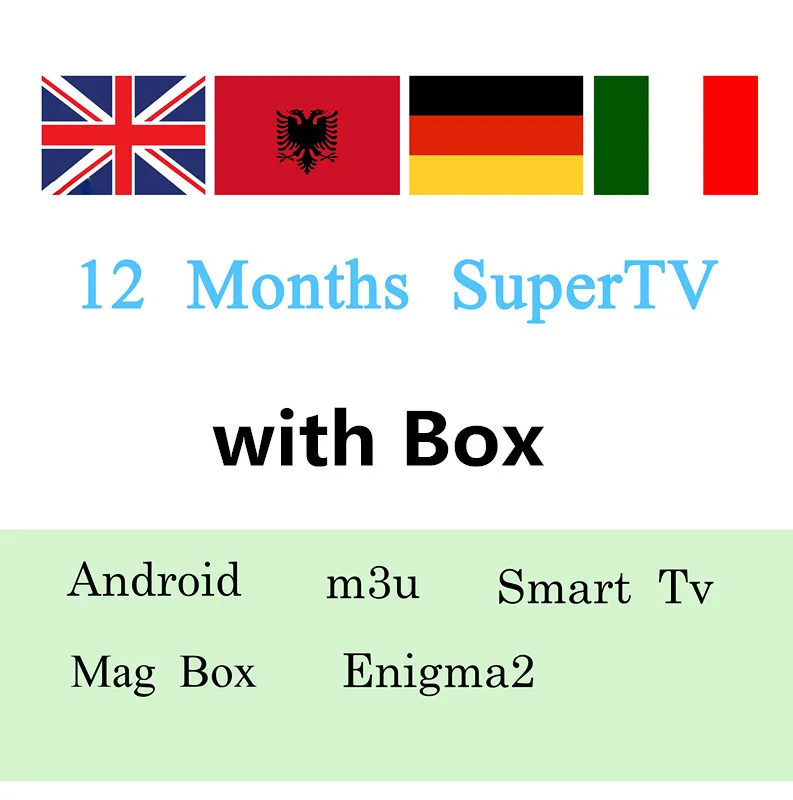 Италия IPTV подписка для Италии немецкий Великобритания Албания Европа Italia для взрослых Live IPTV m3u Enigma2 Smart IPTV Android BOX stb VLC - Цвет: 12 Months with Box