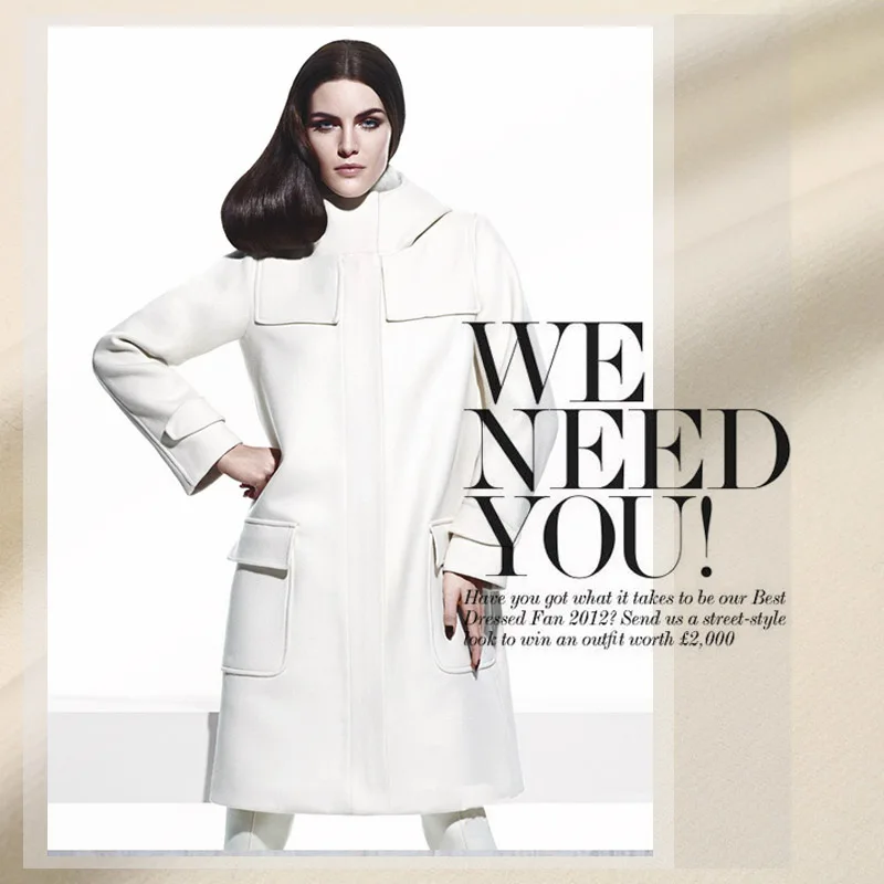 

milk white thick twill wool woolen overcoat fabric