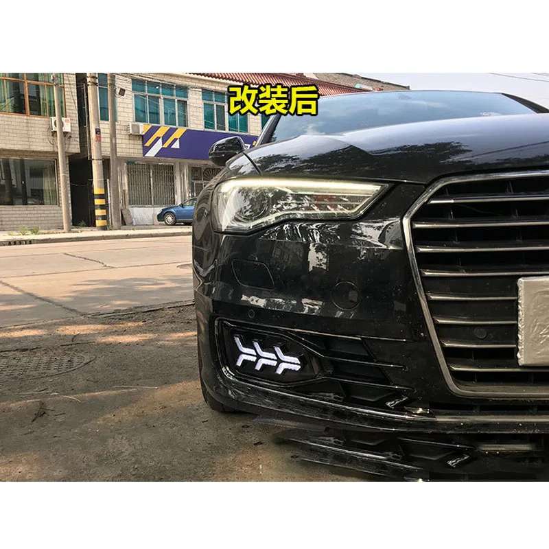 

ShenLao 1set LED daytime running lights for car accessories A6L 2016 2017 2018year A6 front fog lamp drl bumper light turn lamps