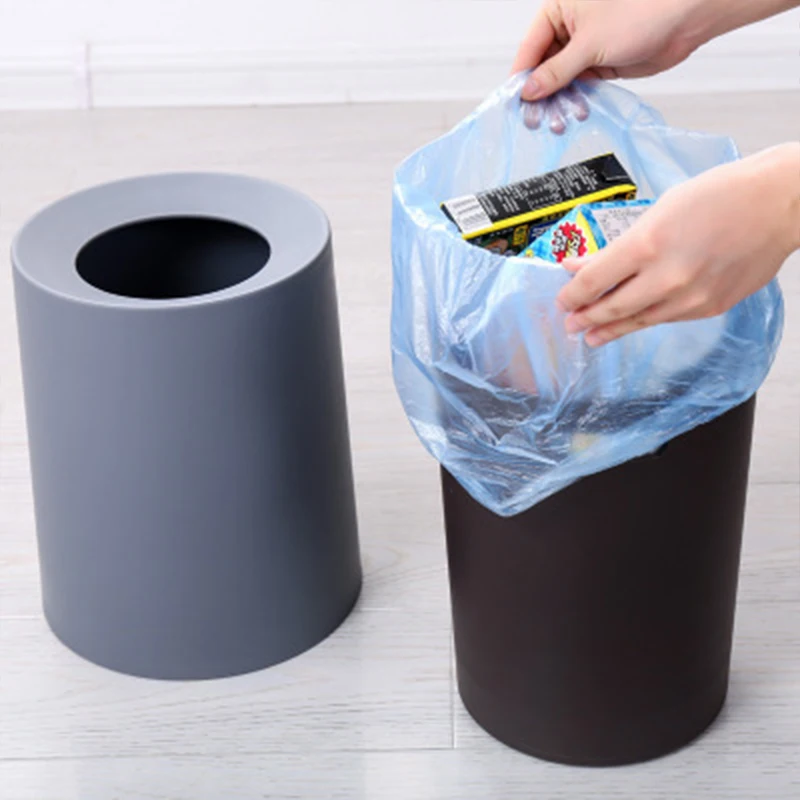 

Modern Simplicity Style Double Wall Trash Can Candy Color Paper Basket Office Living Room Waste Bin Household Cleaning Trash Bin