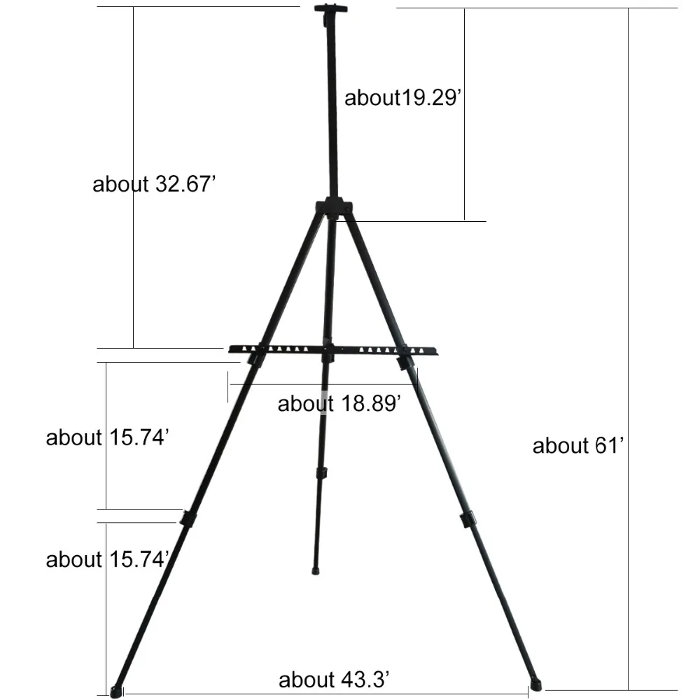 Треножный алюминиевый легкий Регулируемый мольберт 65 дюймов для стола и пола с портативной сумкой