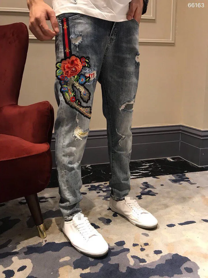 

BH06361 Fashion Men's Jeans 2019 Runway Luxury famous Brand European Design party style Men's Clothing