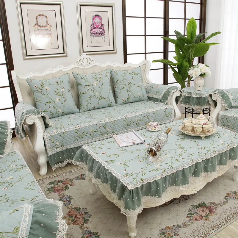 Us 16 91 11 Off Korean Style Comfortable Non Slip Anti Wrinkle Cotton Linen Lace Sofa Cover Modern House Decoration Four Seasons Available In Sofa