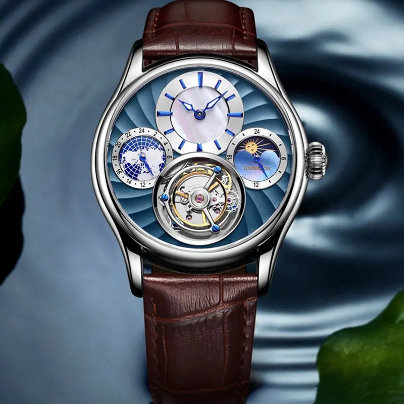 Эзоп реальные Tourbillon автоматические механические часы Для мужчин наручные Для мужчин s часы лучший бренд класса люкс Скелет часы Relogio Masculino - Цвет: A