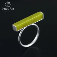 Lotus Fun Real 925 Sterling Silver Natural Stone Handmade Fine Jewelry Adjustable Ring Minimalism Rings for
