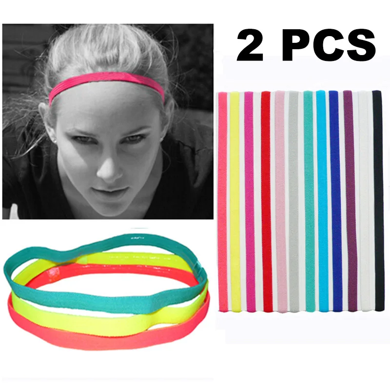 RVYVON 2 Pc Elastic Headband Softball Anti slip Silicone Rubber Hair