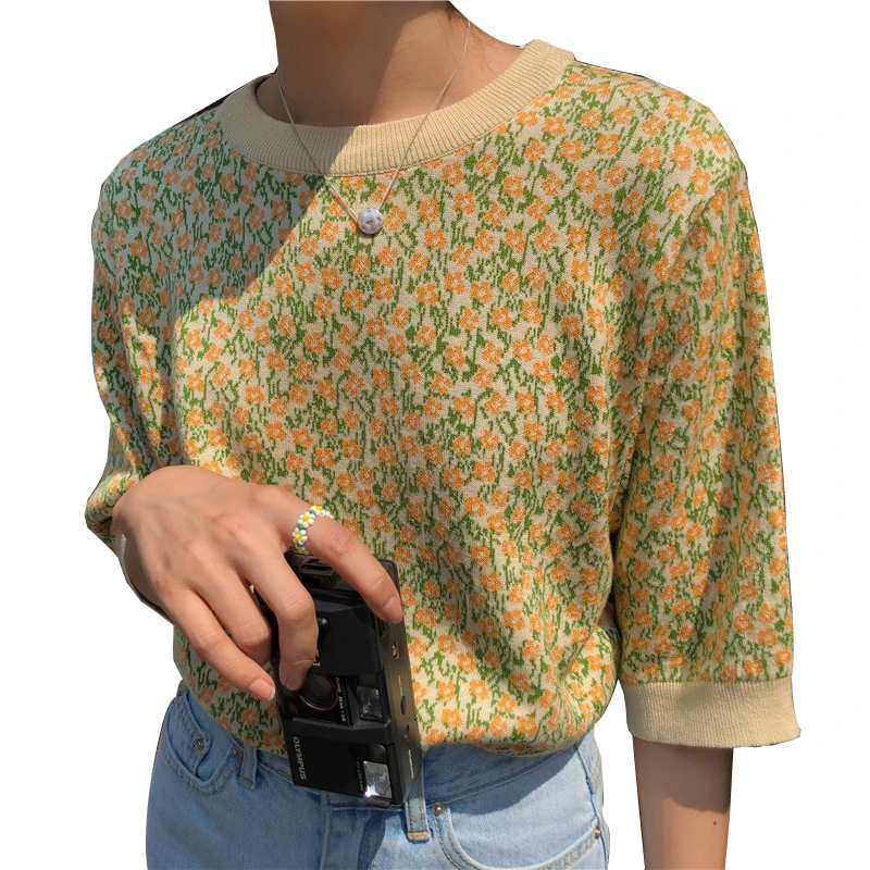 Korobov летняя Модная трикотажная футболка с круглым вырезом и коротким рукавом