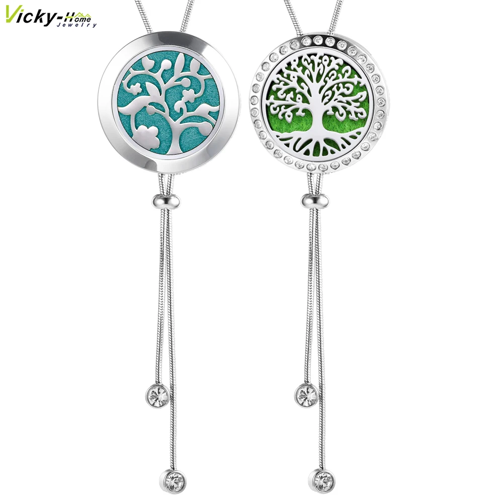 1- A- NP04-7 Essential Oil Diffuser Locket Pendant Necklace Stainless Steel