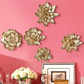 

3D Wall Hanging Murals Flowers Arts Creative Handmade Resin Crafts flower Lotus Fish Wall Sticker Livingroom Home Decoration