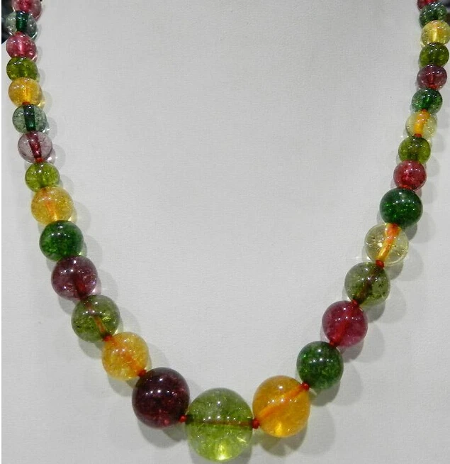 

Hot sell -6-12mm Multicolor Tourmaline Round Beads Necklace 18" -Bridal jewelry free shipping