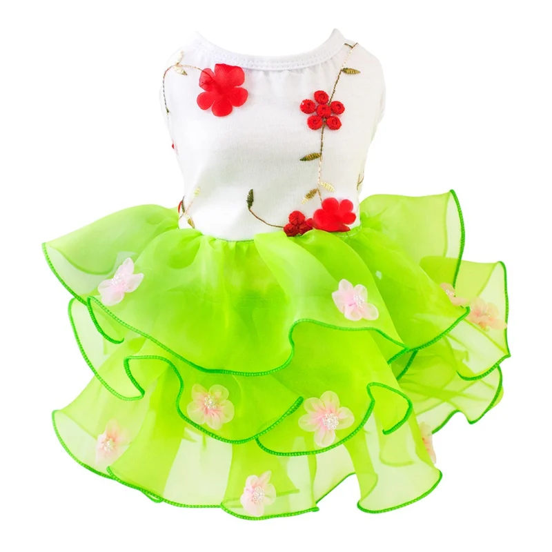 Летнее платье-пачка для собак Одежда для маленькой собаки для принцессы Свадебное платье одежда для домашних животных Чихуахуа Йорк - Цвет: Зеленый