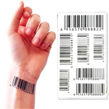 Nu Era Barcode Man Style Temporary Body Art Flash Tattoo Sticker, 17*10cm Waterproof Henna Tatoo Summer Beach Sex Product