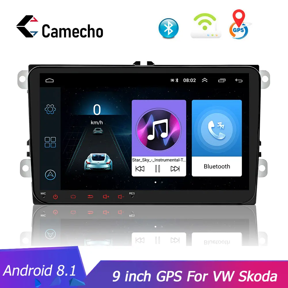 Camecho 2 din Android 8,1 Автомагнитола 2Din мультимедийный плеер gps для Volkswagen Skoda Octavia Golf 5 6 touran passat B6 Jetta polo
