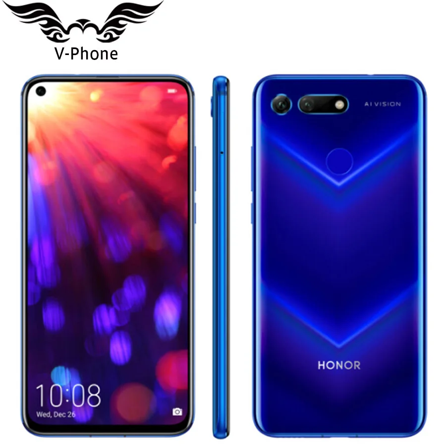 International Version Honor View 20 Mobile Phone 8GB 256GB 6.4" Kirin 980 Octa core 48MP 25MP 4000mAh 4G Android 9 Phone