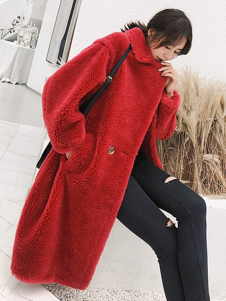 Женское зимнее пальто, роскошное модное длинное пальто с длинными рукавами и воротником-стойкой, тонкая Толстая теплая шерстяная парка, XHSD-402