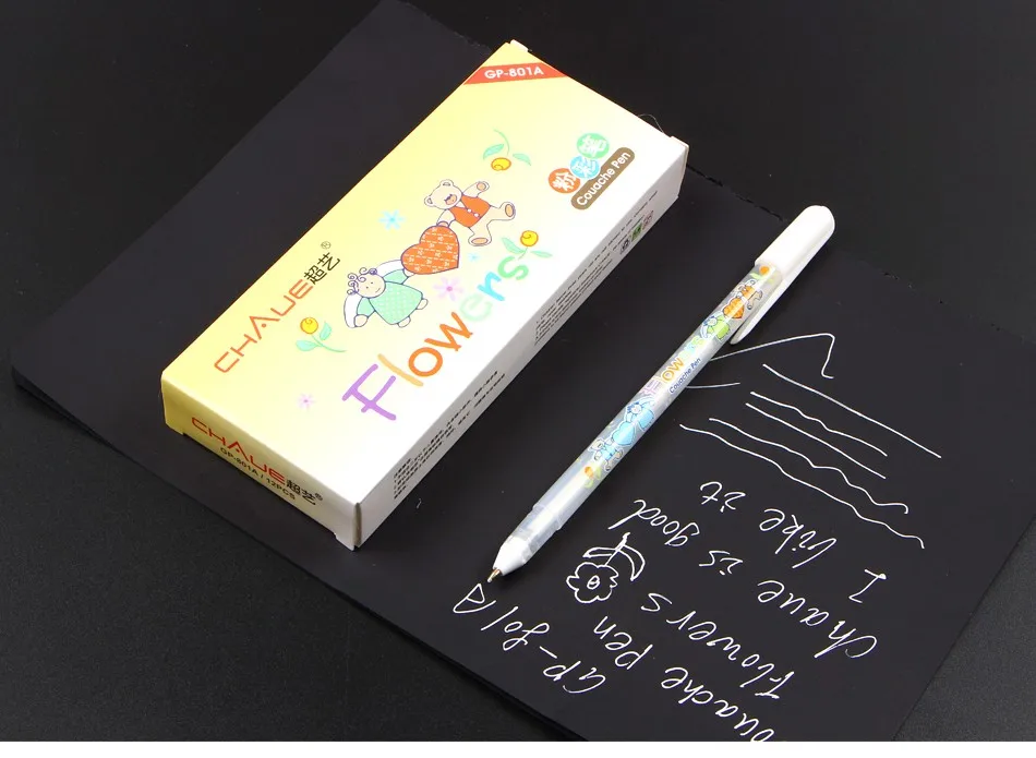0,8 мм белыми чернилами Цвет фотоальбом гелевая ручка, канцелярские принадлежности для офиса обучения детей милый ручка унисекс перо Свадебные стилус в подарок для детей