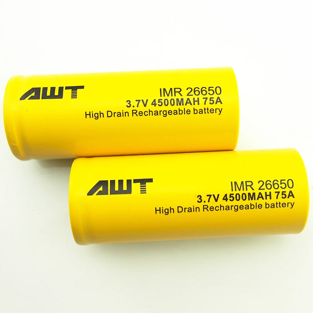 AWT 26650 механический мод батарея 4500mAh 75A Vape перезаряжаемая батарея 26650 светодиодный светильник-вспышка поисковый светильник 26650 батарея W048