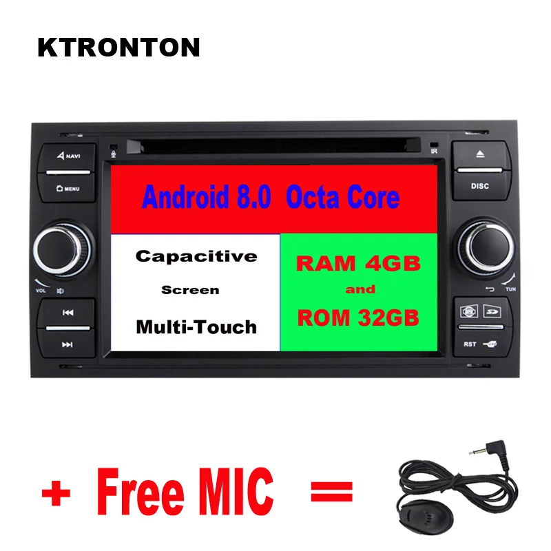 

4GB RAM 8-Core Android 8.0 Car DVD Player for Old Ford Focus Fiesta Transit Mondeo C-MAX S-MAX with Radio GPS Wifi DVR 4G DAB+