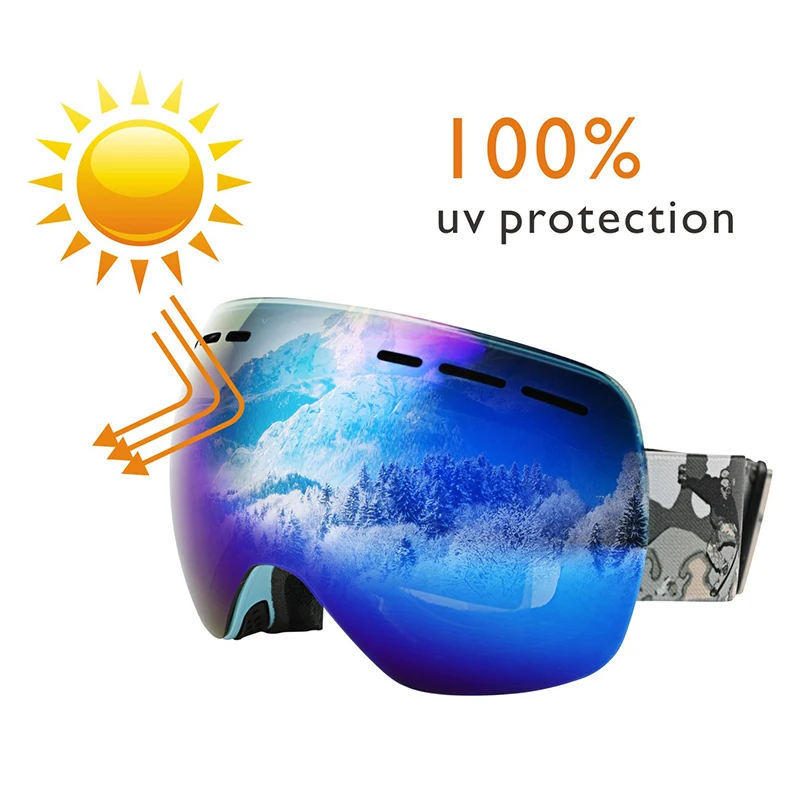 Nueva surfun gafas de esquí de marca doble capas UV400 anti-niebla gran esquí gafas máscara de esquí hombres mujeres nieve snowboard gafas