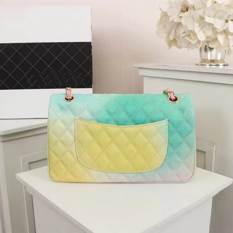 

Luxury Multicolored Genuine leather Women Handbags High Quality sheepskin leather chain bag Famous Brand Leather Messenger Bags