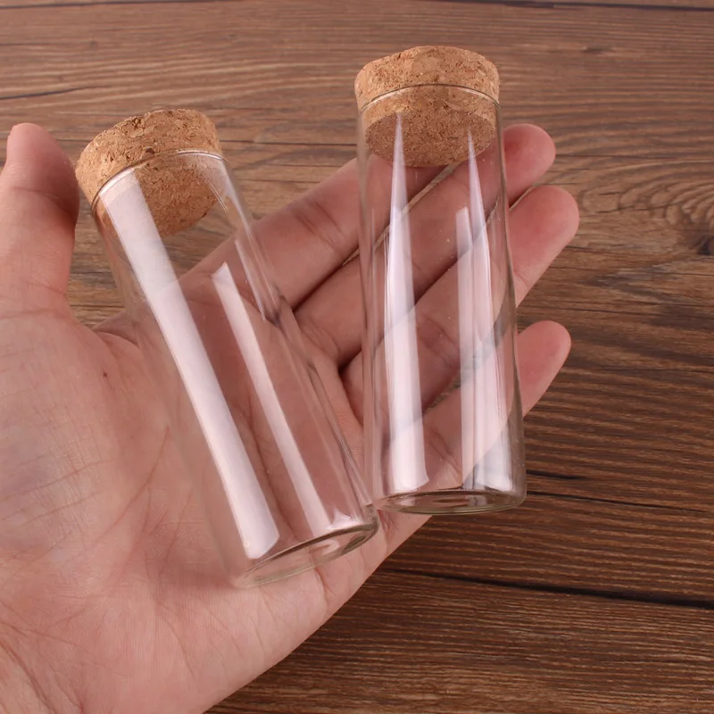 Dia 30mm: 15ml 25ml 30ml 35ml 40ml 50ml 60mlTransparent Glass Test Tube Vials Terrarium with Cork Stopper Glass Container 24pcs 6