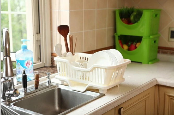 1 шт. Многофункциональная Пластиковая не-складная стойка для хранения тарелок для посуды сушилка с сливом кухонный держатель для хранения EJH 0760