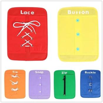 

6Pcs/set Baby Early Learning Kits Basic Life Skills Toys Learn To Dress Boards Button Buckle Lace Tie Montessori Kids Toys Gifts