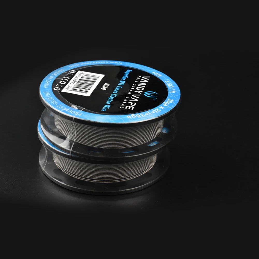Оригинальный атомайзер Vandy vape Superfine MTL плавленый Clapton SS316L/NI80 Wire 30ga * 2 + 38ga 10ft 30gA 2(=)+ 38GA