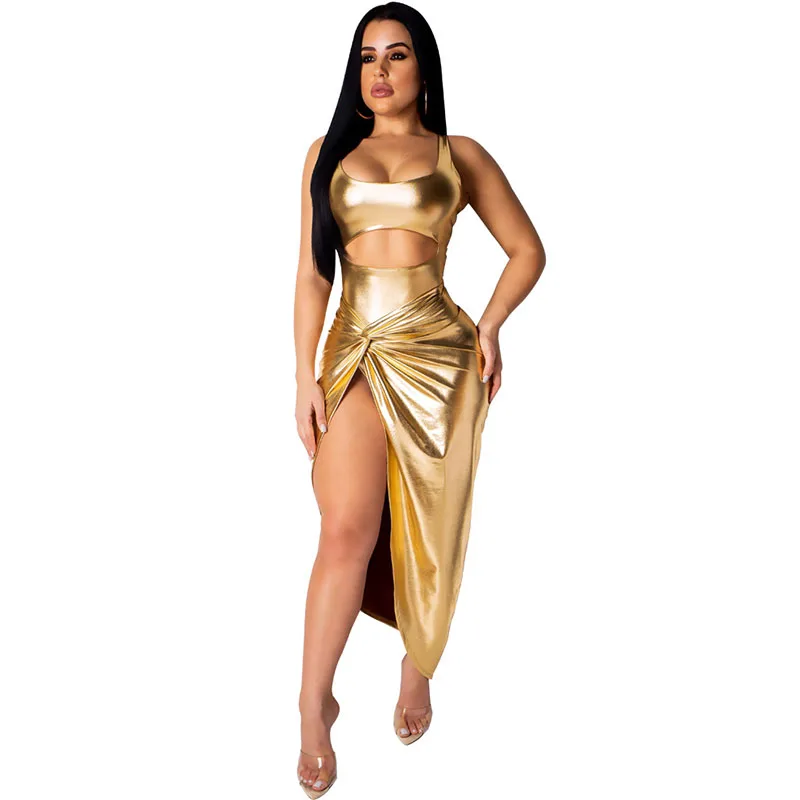 

Sexy Hollow Out High Slit Mini Dress Women Elegant O Neck Sleeveless Pleated Bodycon Women Dress Night Club Party Dress Vestidos