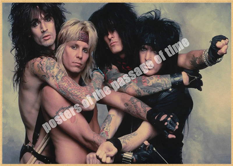 Motley Crue винтажная Ретро рок-группа музыкальная гитара матовая крафт-бумага античный плакат Настенная Наклейка домашний декор - Цвет: Шоколад