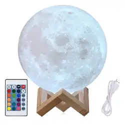 16 Цвета светодио дный ночник дистанционного Управление Usb 3d печать Луны лампа Luminarias детская комната лампы Батарея питание изменить Moon свет