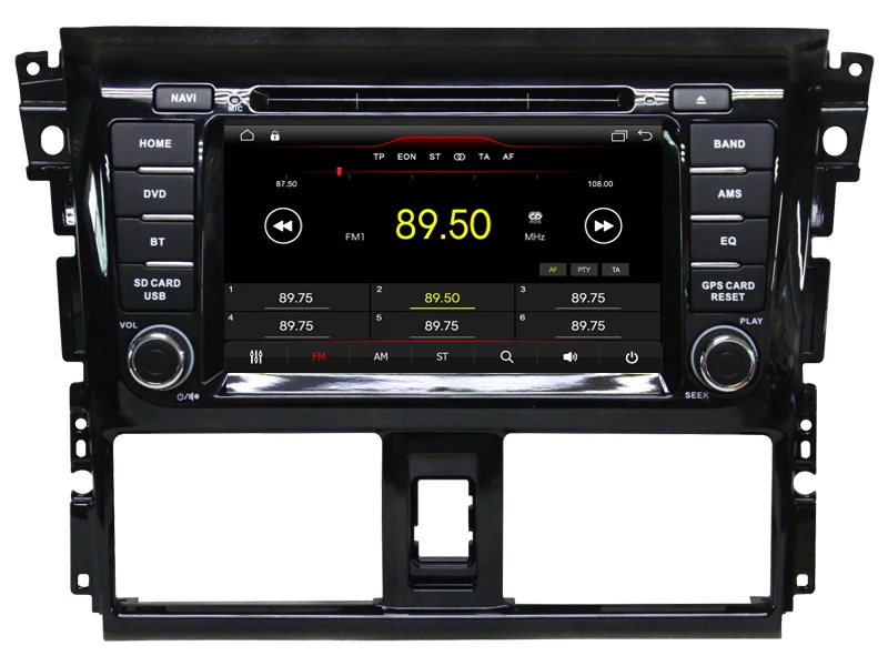 Cheap Android 8.1 quad core car dvd player media stereo radio gps wifi carplay headunit for TOYOTA YARIS VIOS 2014 with green light 2