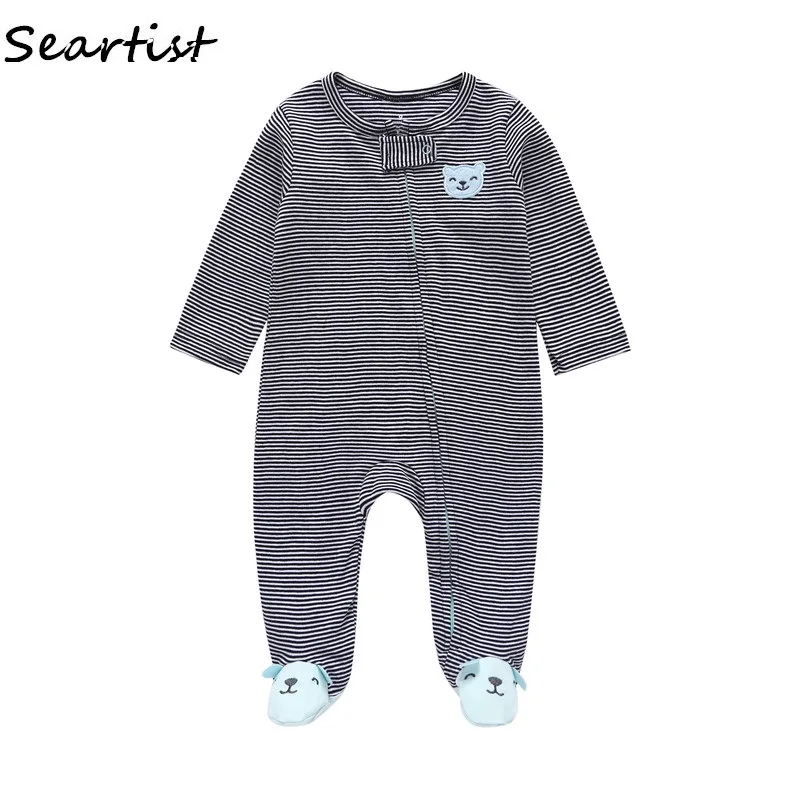 SeartistNewborn Footies комбинезон Bebes Комбинезоны Боди костюм зимние комбинезоны одежда в полоску для малышей Одежда для маленьких мальчиков От 0 до 2 лет 48