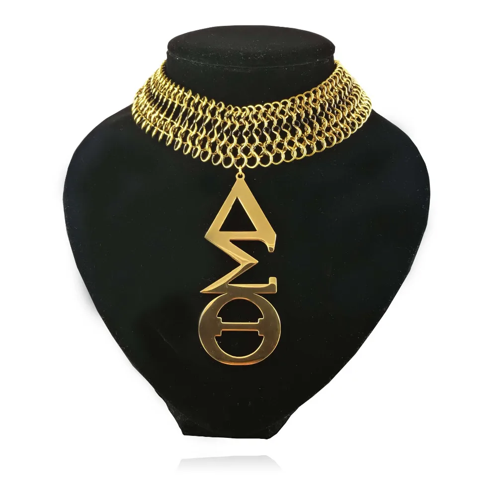 

Big size Stainless Steel Gold Tone Delta Sigma Theta DST Necklace Jewelry