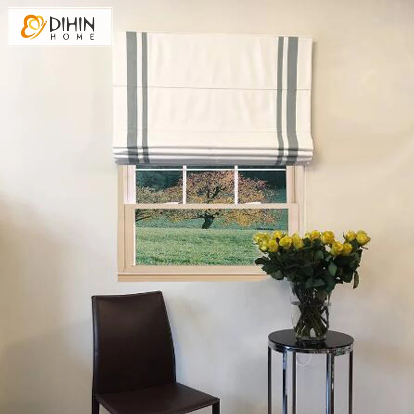 

Flat Linen Roman Shade with Trim Easy I Light Filter / Blackout Roman Shades Window Curtains Custom Sizing Available