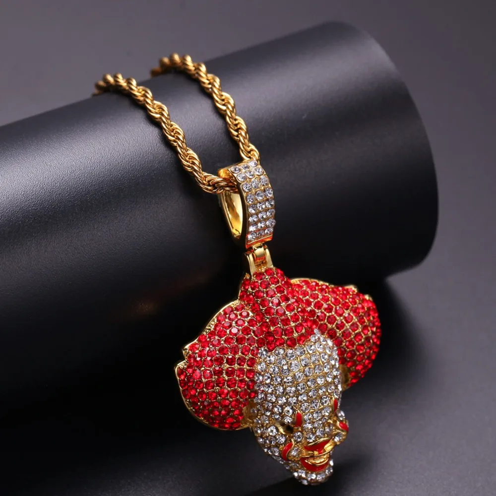 Men Hip Hop Ice Out Bling Clown Pendants Necklaces Fashion popular pendant necklace Hiphop Rapper Jewelry Gifts