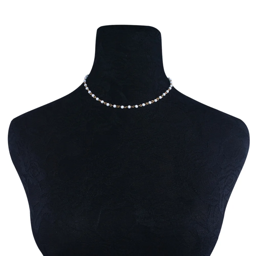 

Simple Stylish White Small Imitation Pearl Beads Chokers Chain Choker Bib Pendant Necklace Charm Jewelry for Women