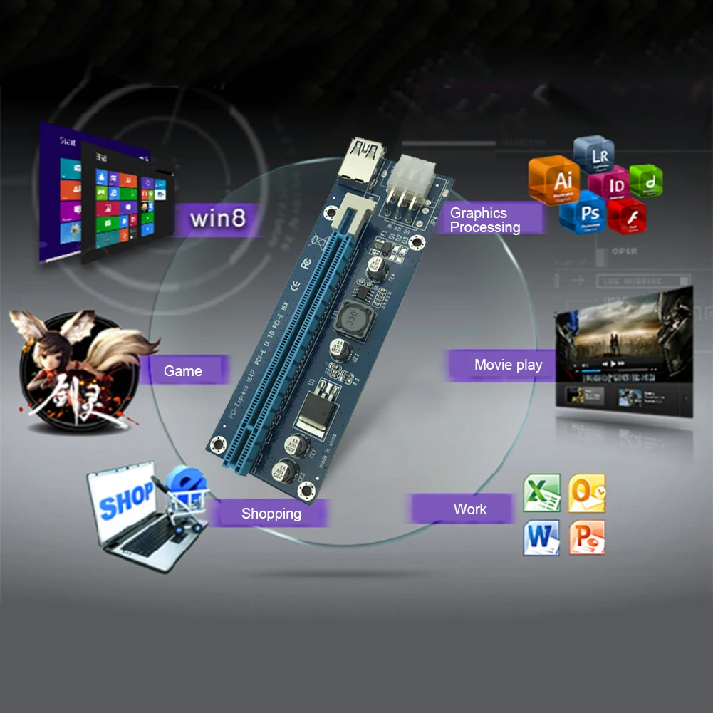 Новая карточка для майнинга PCIe 1 до 4 PCI Express 16X Слоты Райзер карта E 1X 16x внешний e
