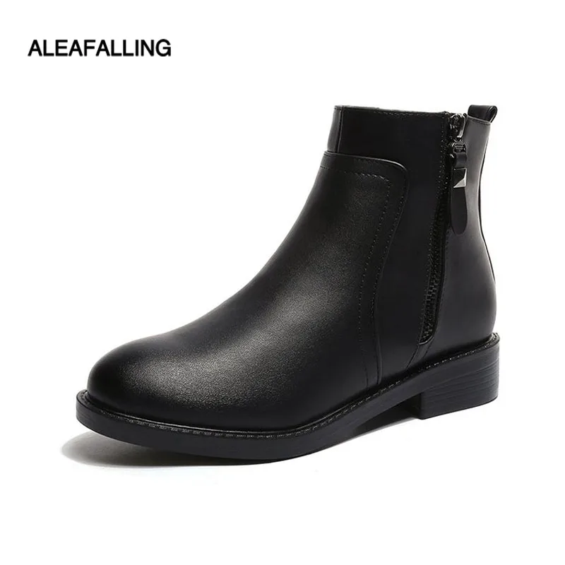 

aleafalling Women Boots Cute Simple Duble Zip Open Smart Shoes Girl's Smooth Pu Leather Spring Autumn Boots New Design WBT124