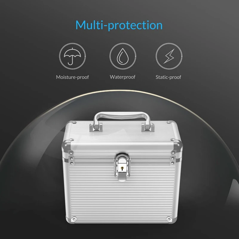  Orico aluminio 5/10 35 pulgadas Disco Duro protección caja de seguridad con almacenamiento de bloqu