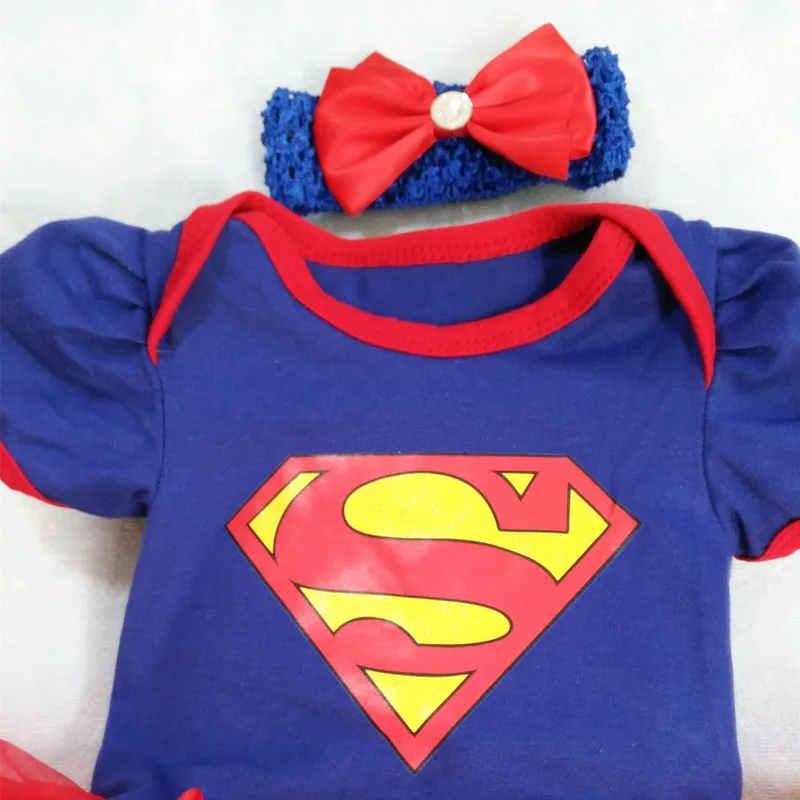 Explosion Models Halloween Cartoon Jumpsuit Female Baby Pettiskirt Super Hero Batman Superman Jumpsuit / Siamese Headband