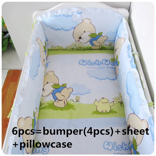 

2016 6PCS Baby bedding set crib bedding set new arrival cute (bumpers+sheet+pillow cover)
