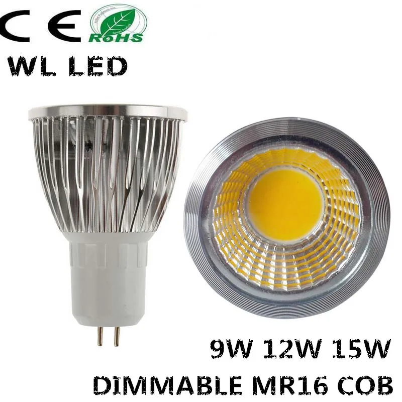 

1PCS High Power Lampada Led MR16 GU5.3 COB 9W 12W 15W Dimmable Led Cob Spotlight MR16 AC/DC 12V Bulb Lamp GU 5.3 AC 85-265V