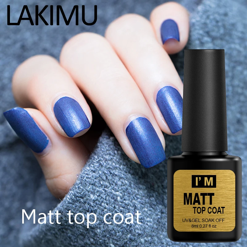 

Lakimu Matte Top Coat Gel Nail Polish Soak Off Transparent Color Mat Nail Gel Rubber Top Design Base Coat UV Gel Varnish Lucky