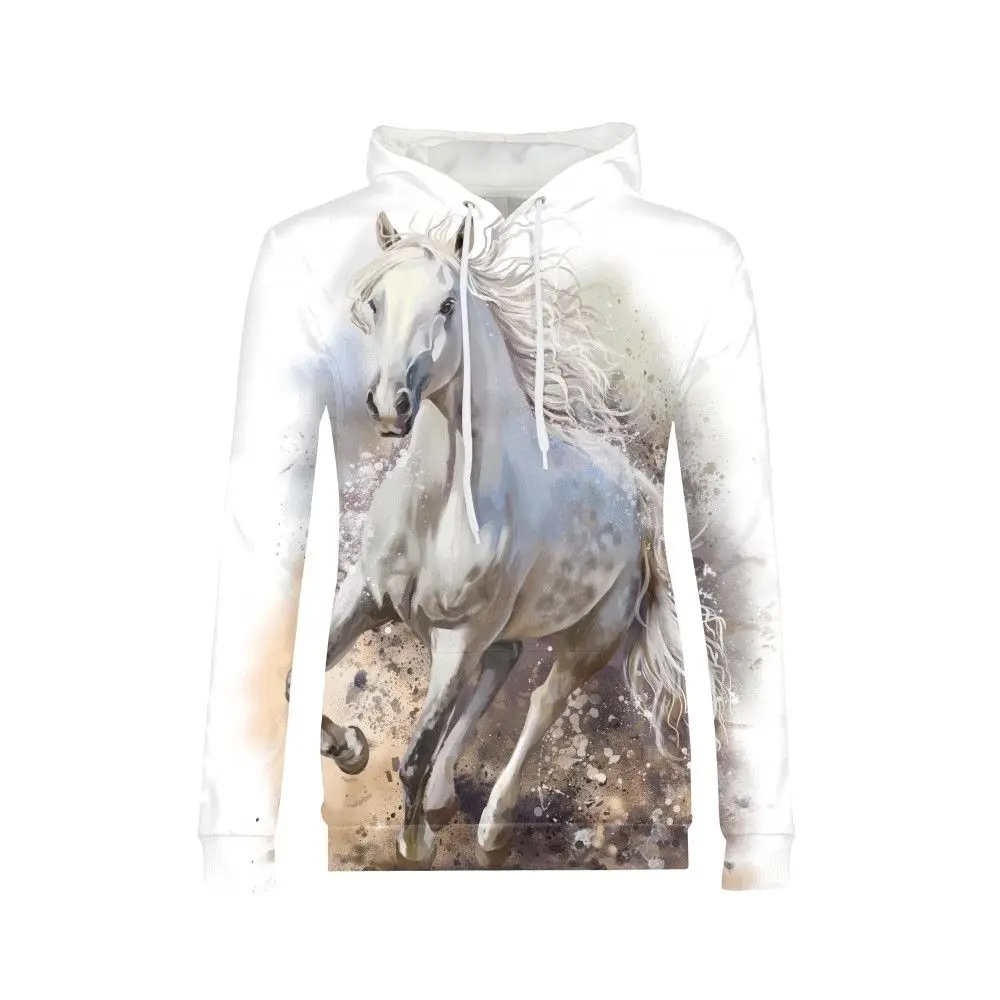 3D Horse Hoodies Women Hooded Sweatshirt Drawstring