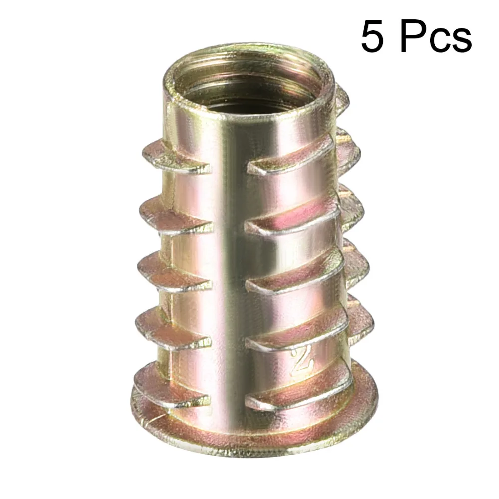 

Uxcell Hot Sale 5pcs/lot M10x20 M10x23 Wood Insert Threaded Insert Nuts Flanged Hex Drive Head Nut Zinc Alloy Furniture Nuts