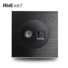 L6 черный матовый металл тв телевидение CAT6 RJ45 данных Lan розетка компьютерная интернет проводка розетка матовый алюминий, 86*86 мм