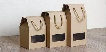 

PVC Window Kraft Paper Gift Box Bakery Cake Packaging Boxes Hand-held gift box wen5660