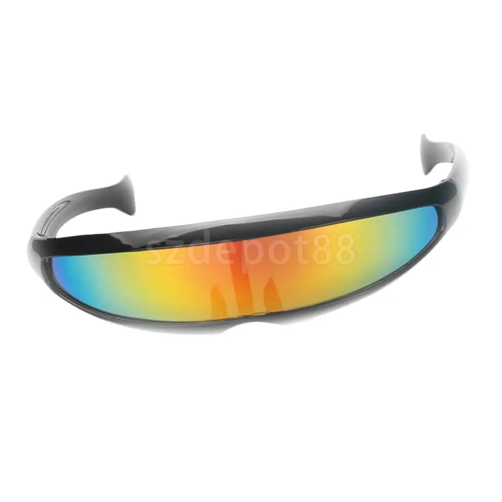 Men Color Mirrored Lens Visor Sunglasses Futuristic Narrow Cyclops Cosplay Accessories For Christmas Party